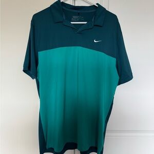 Nike Men's Two-Tone Polo Shirt - Dark Teal and Light Teal - L - DRI-FIT